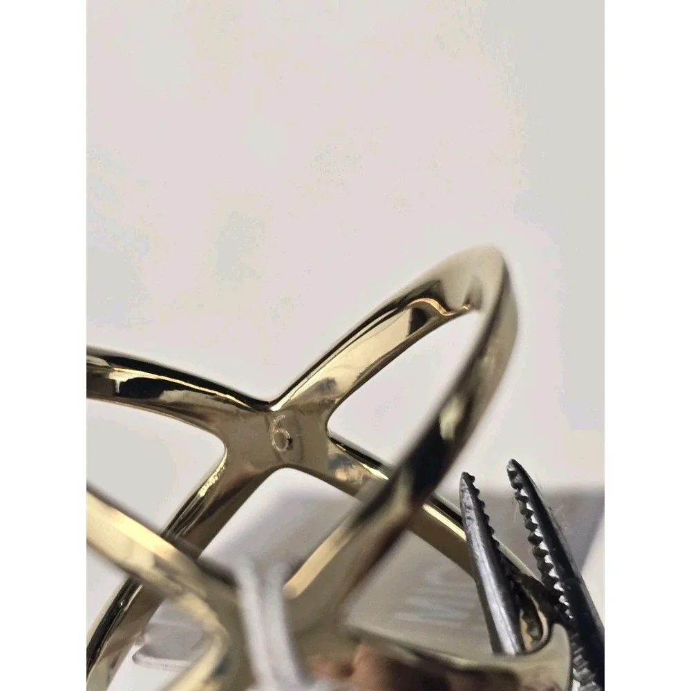 Michael Kors Star X Ring Size 6 Pave Crystal Gold Plated Signed New - Picture 6 of 6